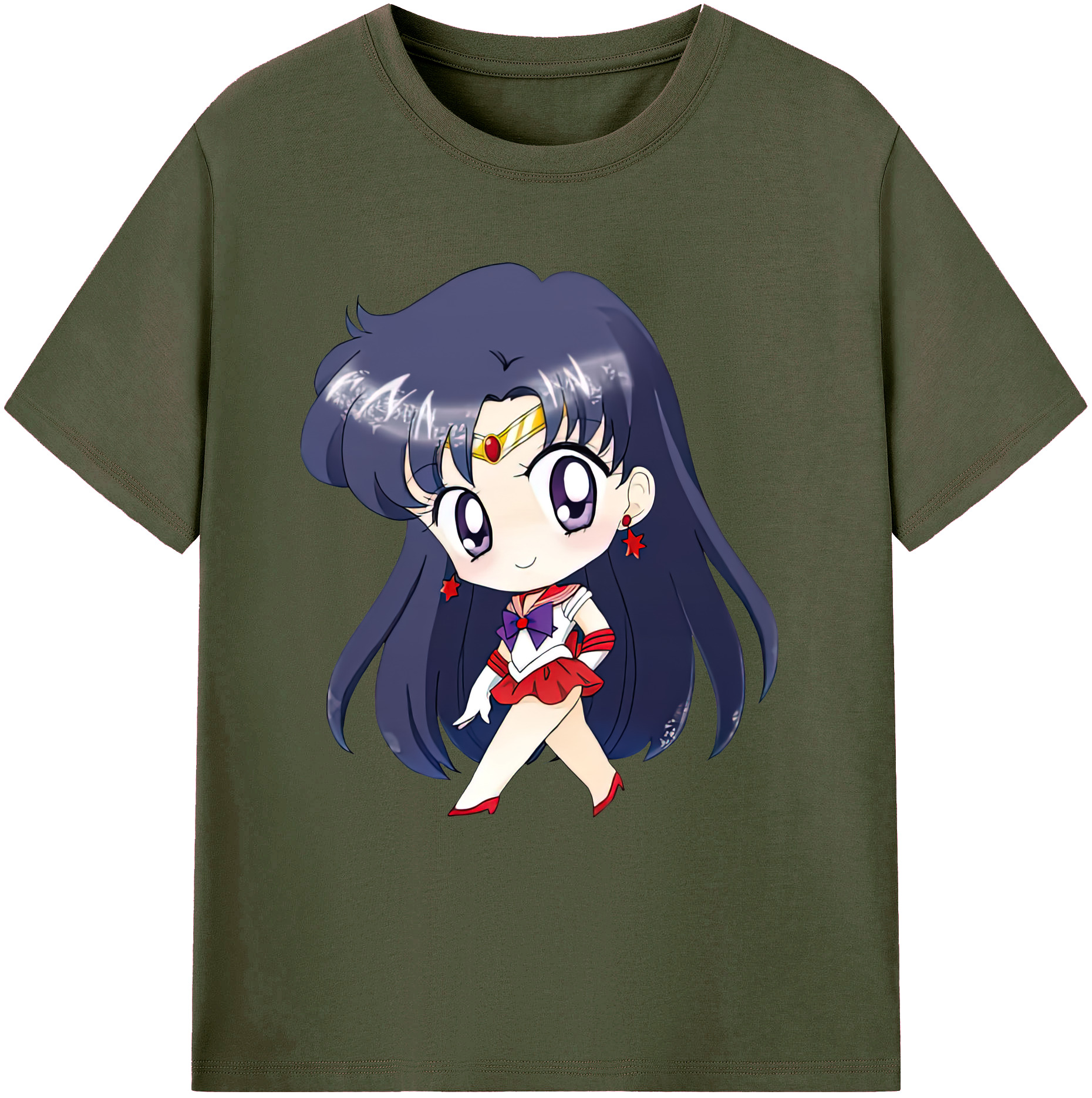 （画像用） 美少女戦士セーラームーン 火野レイ ひの レイ Sailor Moon Hino Rei （セーラーマーズ,Sailor Mars） 綿100％ メンズ半袖Tシャツ｜肌触りやわらか＆通気性